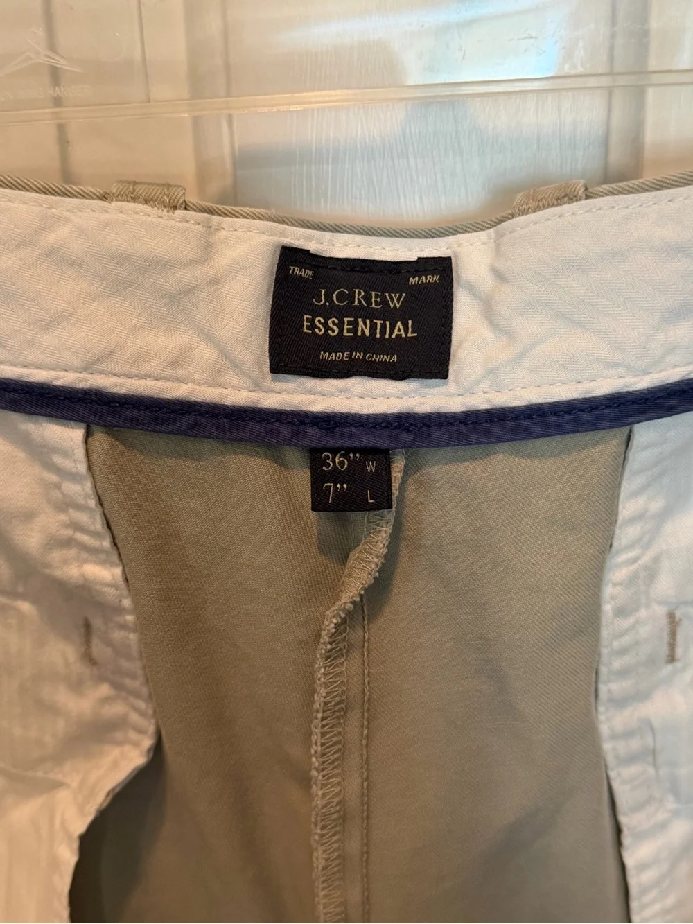 NWT J Crew Chino Shorts Mens 36 Gray/Tan 7” Inseam Flat Front Cotton Preppy